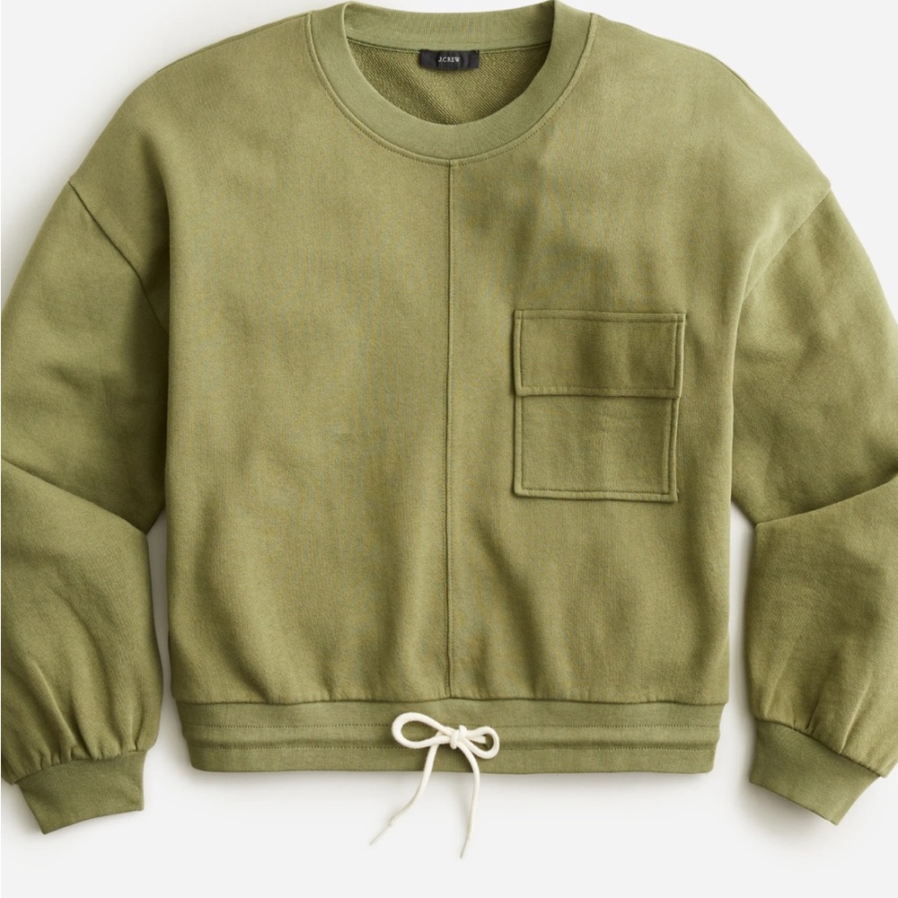 J. Crew Green Crewneck Sweater with Ribbed Details